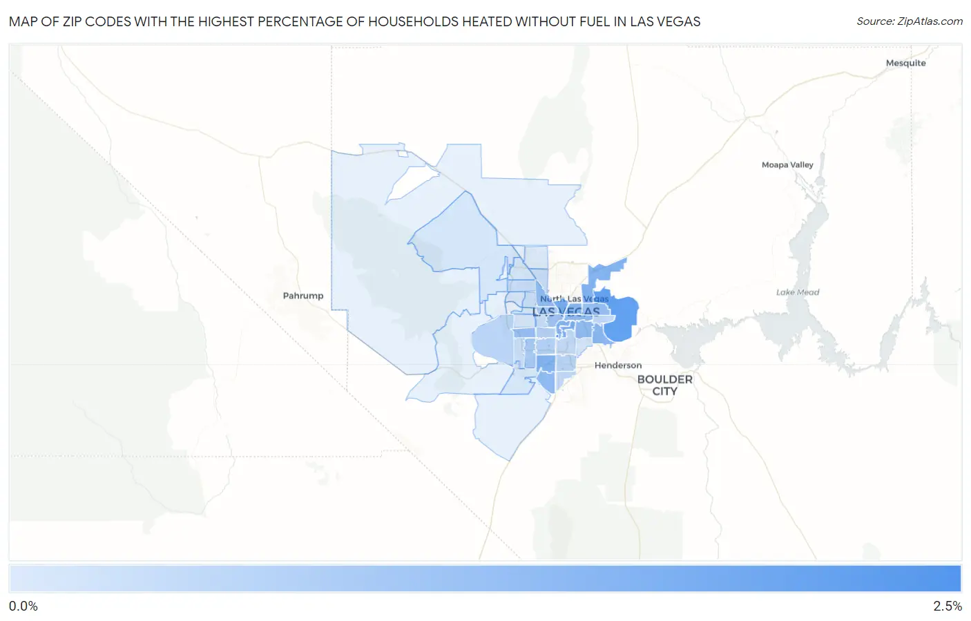 Zip Codes with the Highest Percentage of Households Heated without Fuel in Las Vegas Map