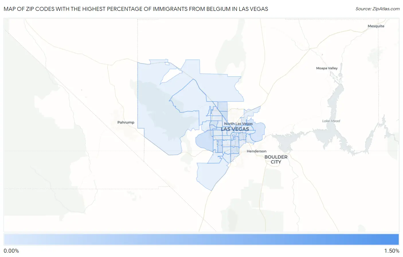 Zip Codes with the Highest Percentage of Immigrants from Belgium in Las Vegas Map