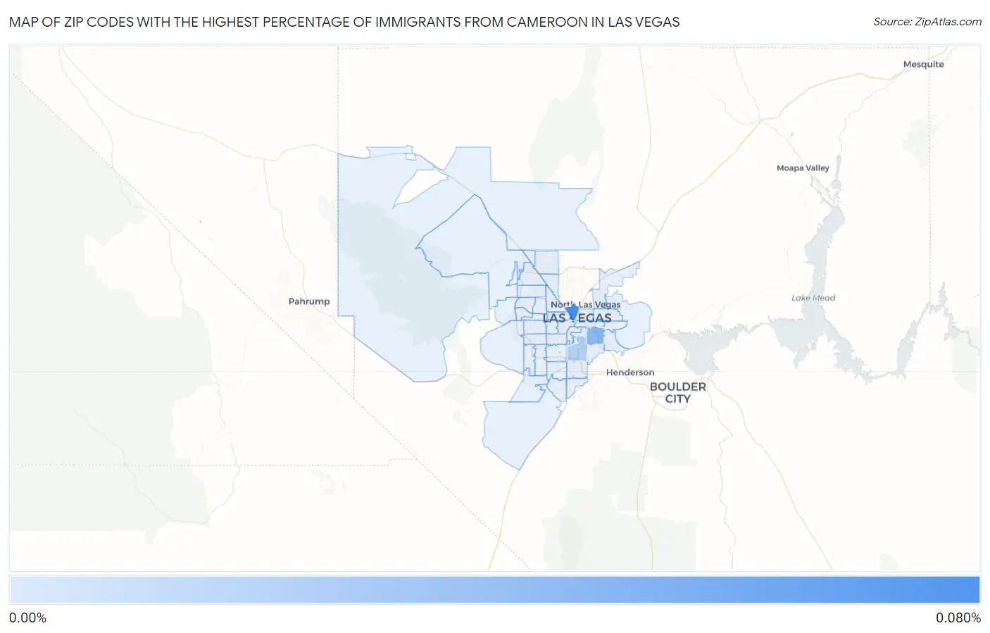 Zip Codes with the Highest Percentage of Immigrants from Cameroon in Las Vegas Map