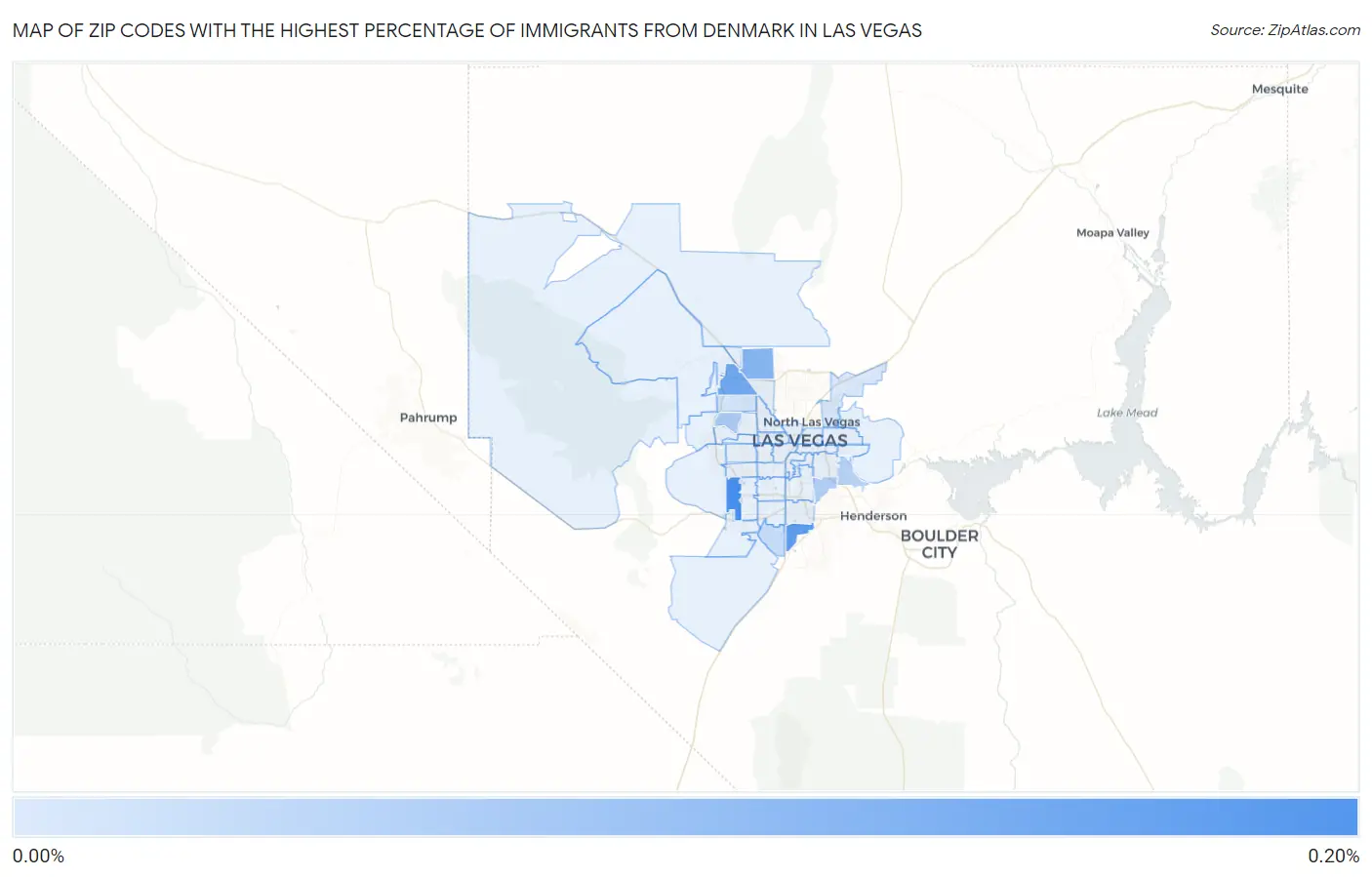 Zip Codes with the Highest Percentage of Immigrants from Denmark in Las Vegas Map