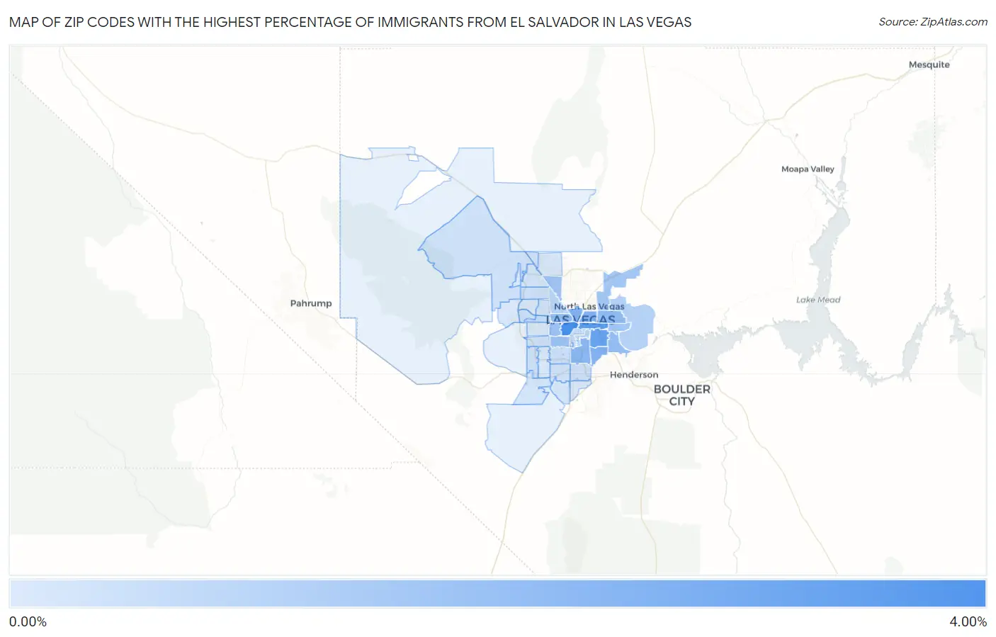 Zip Codes with the Highest Percentage of Immigrants from El Salvador in Las Vegas Map