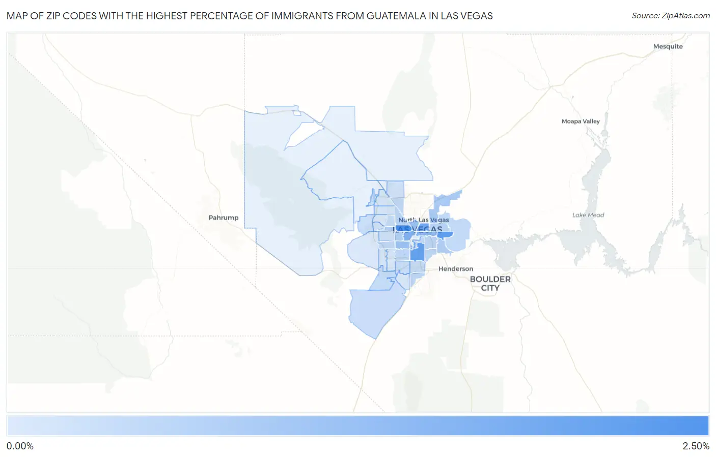 Zip Codes with the Highest Percentage of Immigrants from Guatemala in Las Vegas Map