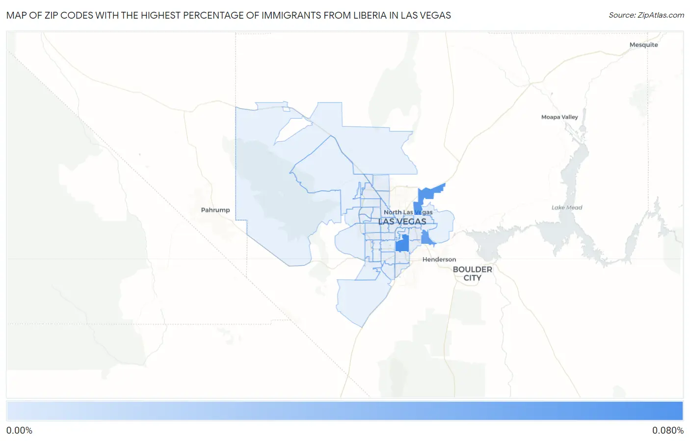 Zip Codes with the Highest Percentage of Immigrants from Liberia in Las Vegas Map