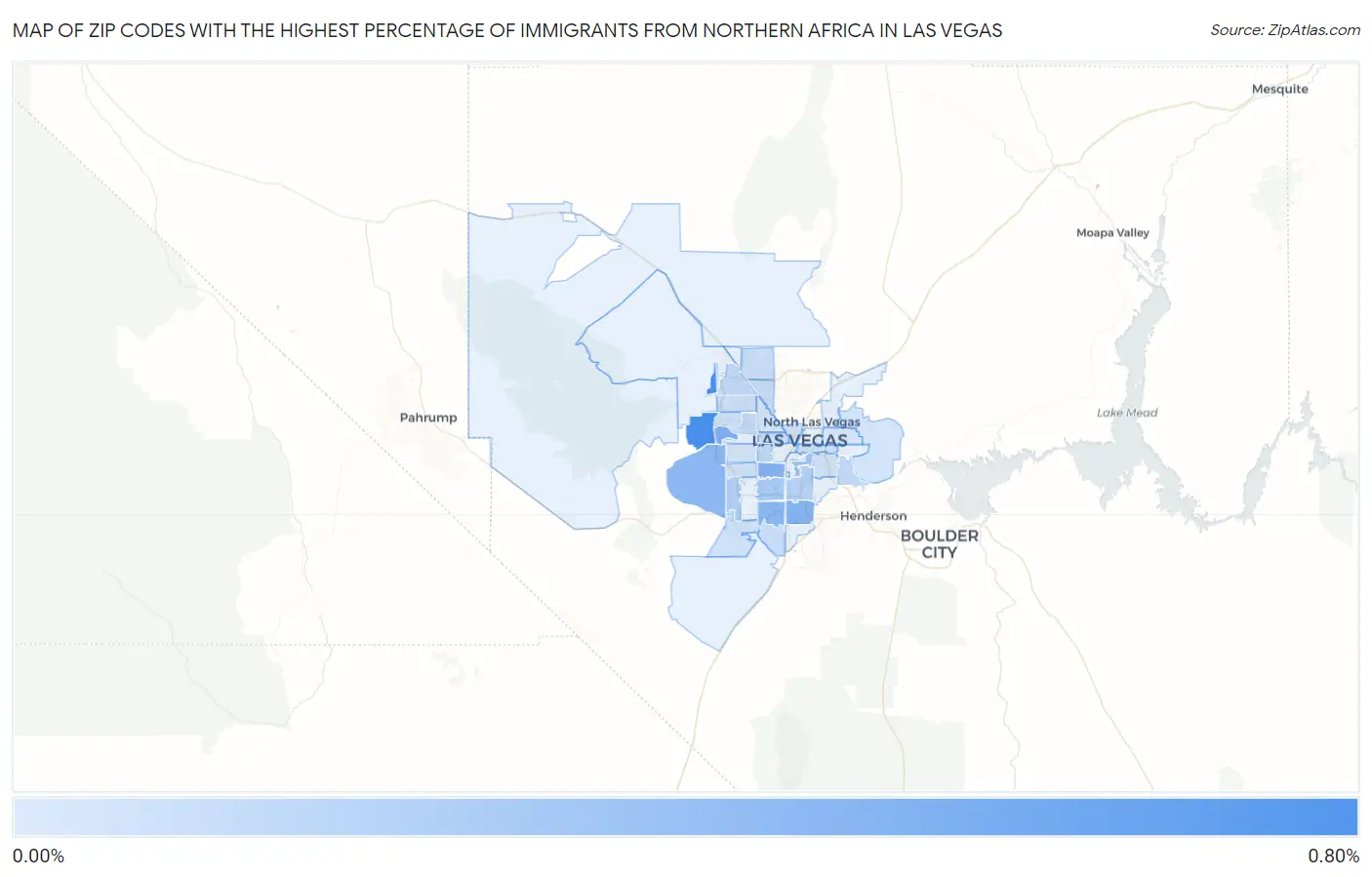 Zip Codes with the Highest Percentage of Immigrants from Northern Africa in Las Vegas Map