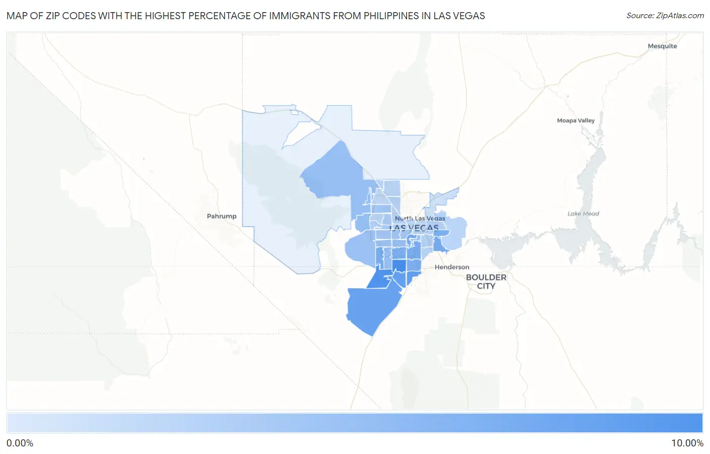 Zip Codes with the Highest Percentage of Immigrants from Philippines in Las Vegas Map