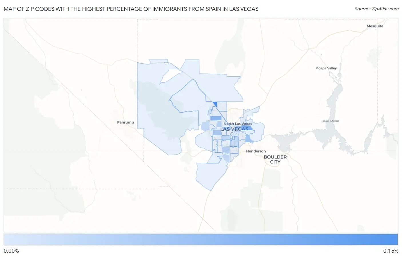 Zip Codes with the Highest Percentage of Immigrants from Spain in Las Vegas Map