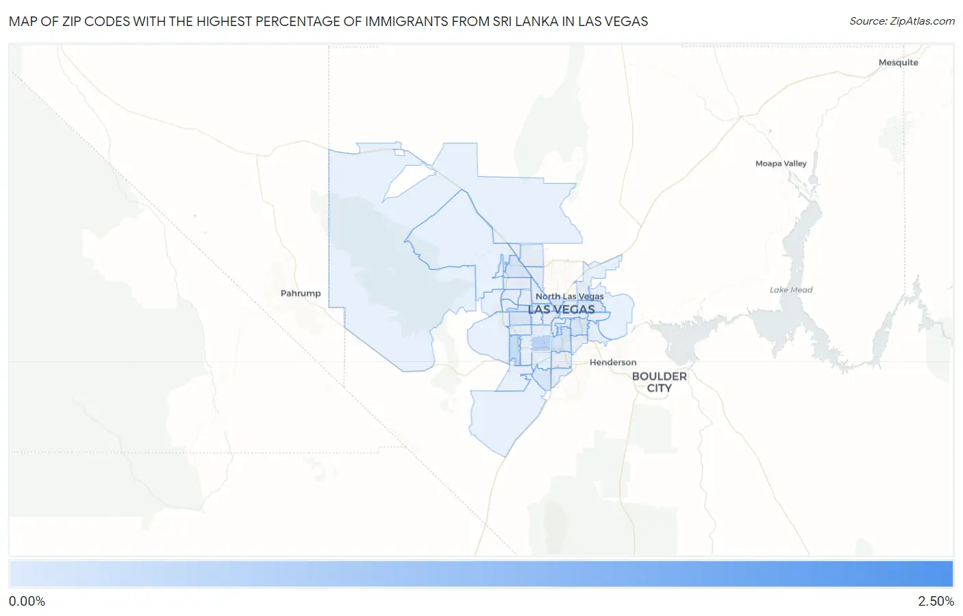 Zip Codes with the Highest Percentage of Immigrants from Sri Lanka in Las Vegas Map