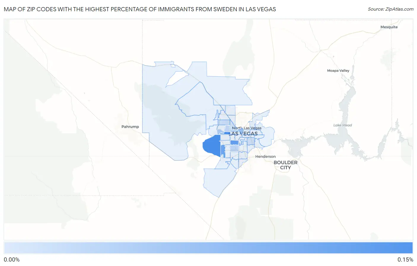 Zip Codes with the Highest Percentage of Immigrants from Sweden in Las Vegas Map