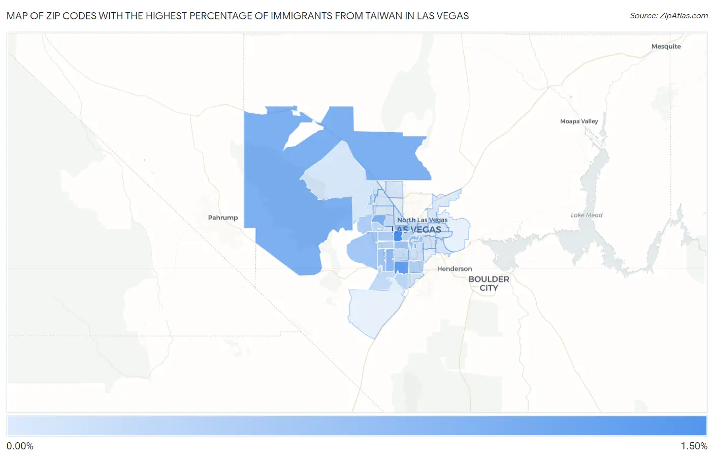 Zip Codes with the Highest Percentage of Immigrants from Taiwan in Las Vegas Map