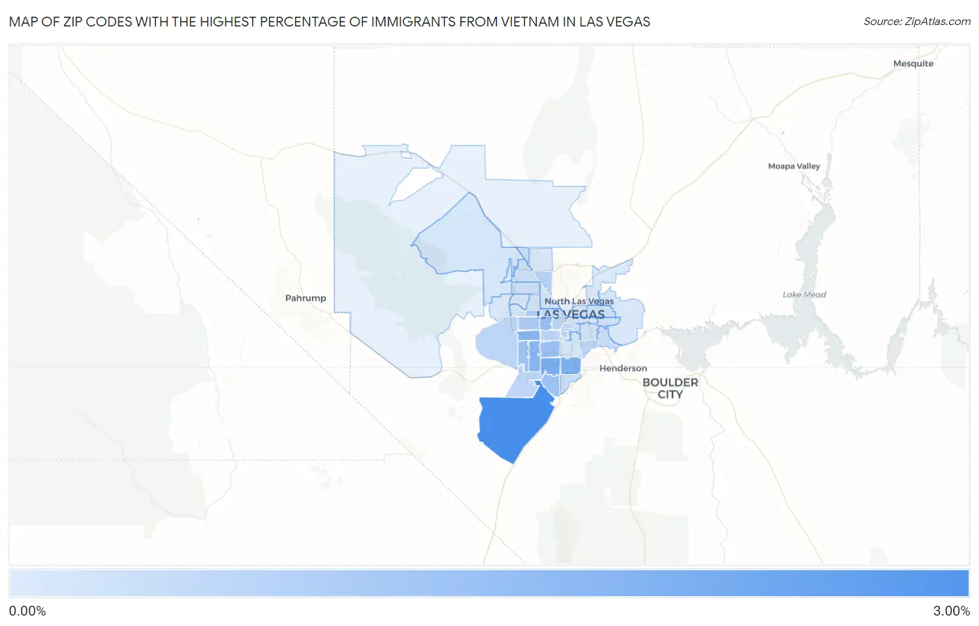 Zip Codes with the Highest Percentage of Immigrants from Vietnam in Las Vegas Map