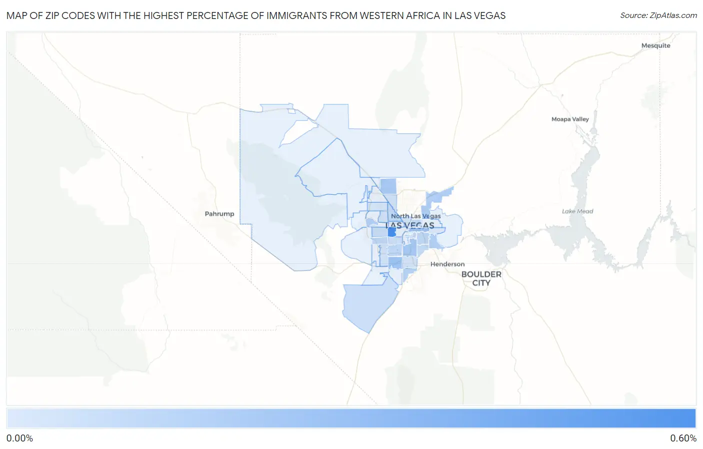 Zip Codes with the Highest Percentage of Immigrants from Western Africa in Las Vegas Map
