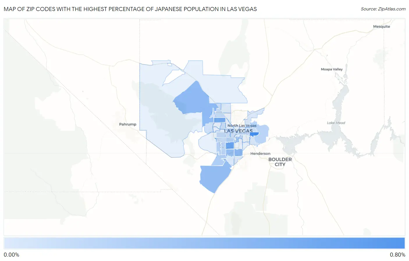 Zip Codes with the Highest Percentage of Japanese Population in Las Vegas Map