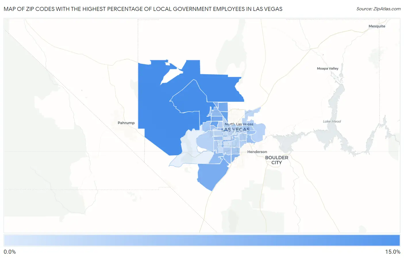 Zip Codes with the Highest Percentage of Local Government Employees in Las Vegas Map