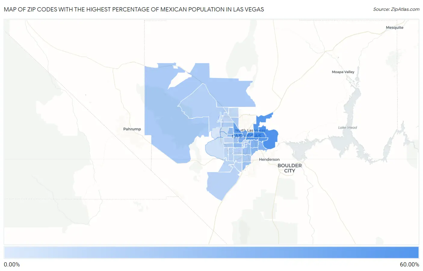 Zip Codes with the Highest Percentage of Mexican Population in Las Vegas Map