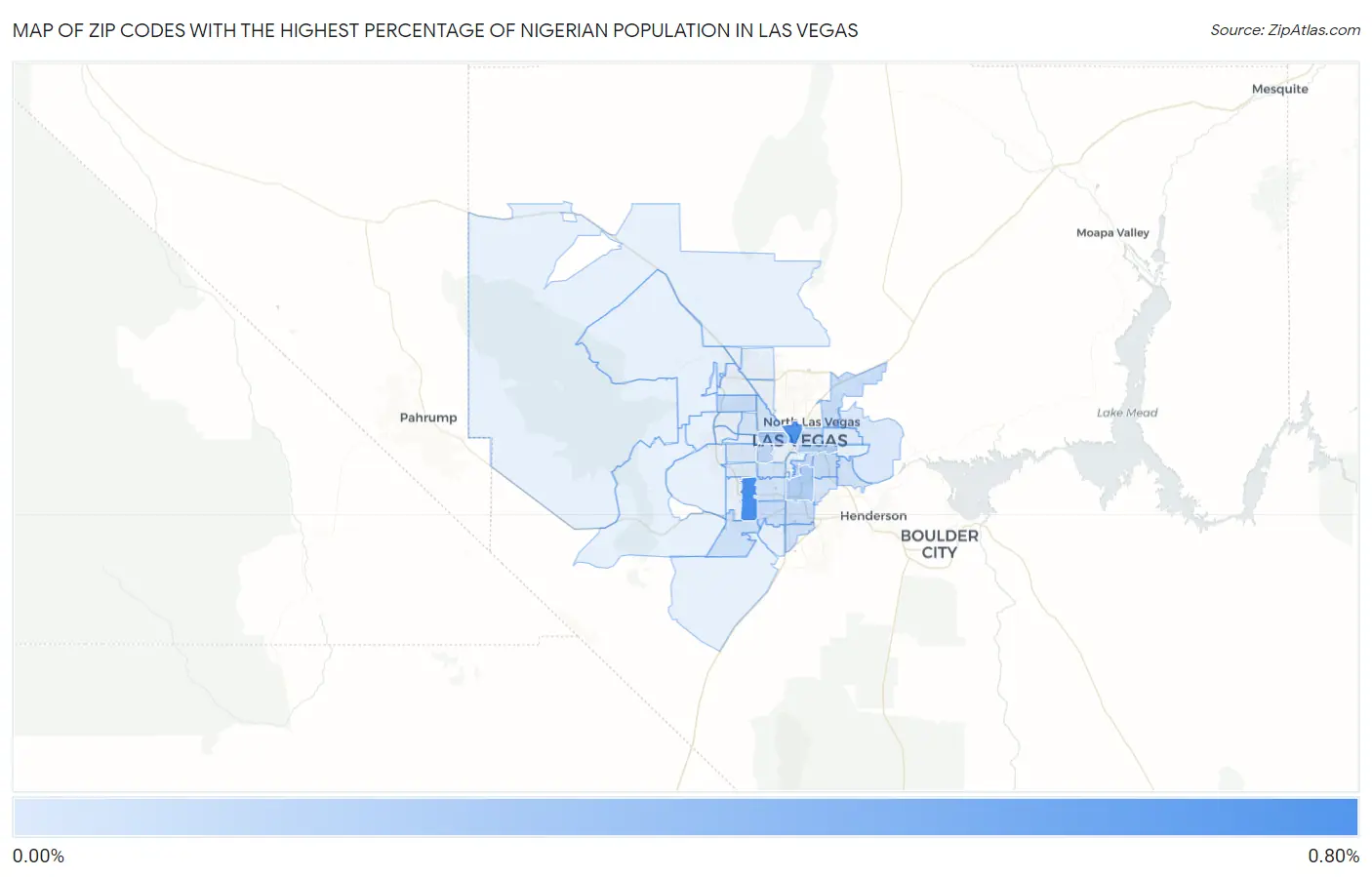 Zip Codes with the Highest Percentage of Nigerian Population in Las Vegas Map