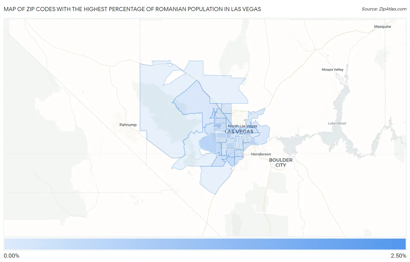 Zip Codes with the Highest Percentage of Romanian Population in Las Vegas Map