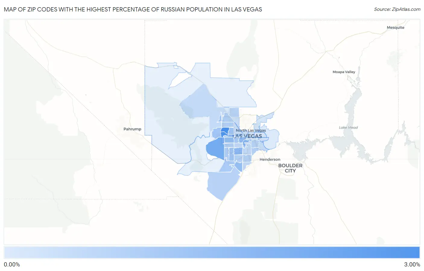 Zip Codes with the Highest Percentage of Russian Population in Las Vegas Map