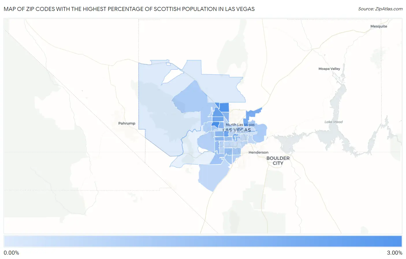 Zip Codes with the Highest Percentage of Scottish Population in Las Vegas Map