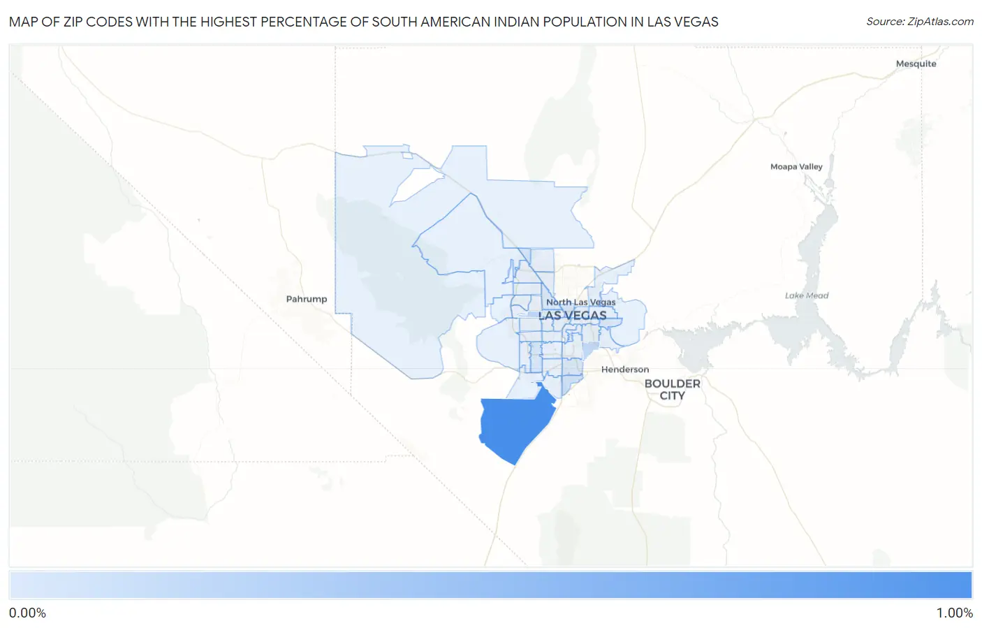 Zip Codes with the Highest Percentage of South American Indian Population in Las Vegas Map