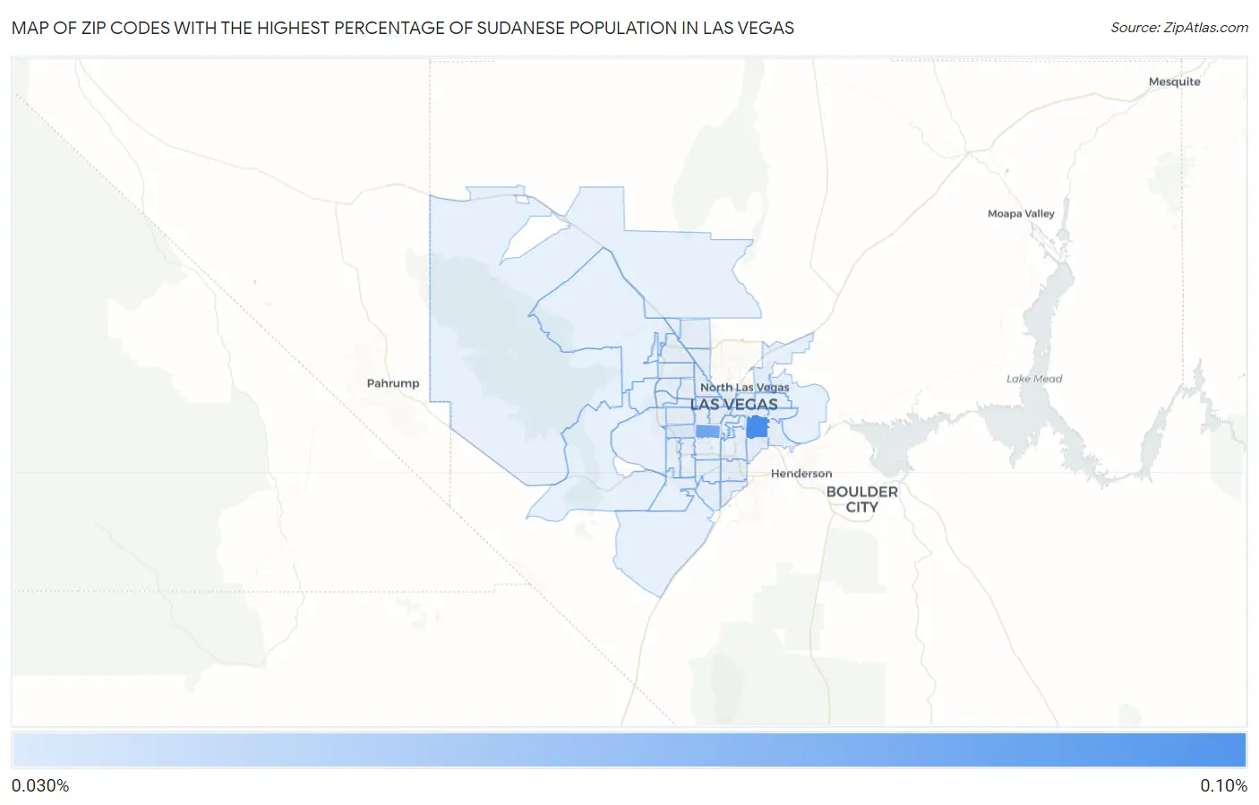 Zip Codes with the Highest Percentage of Sudanese Population in Las Vegas Map