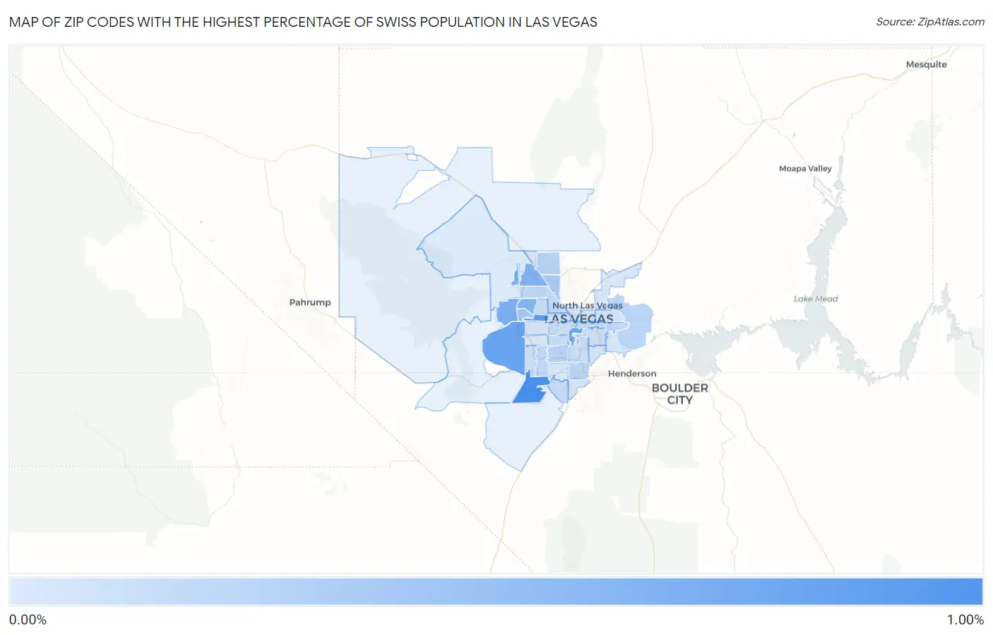 Zip Codes with the Highest Percentage of Swiss Population in Las Vegas Map