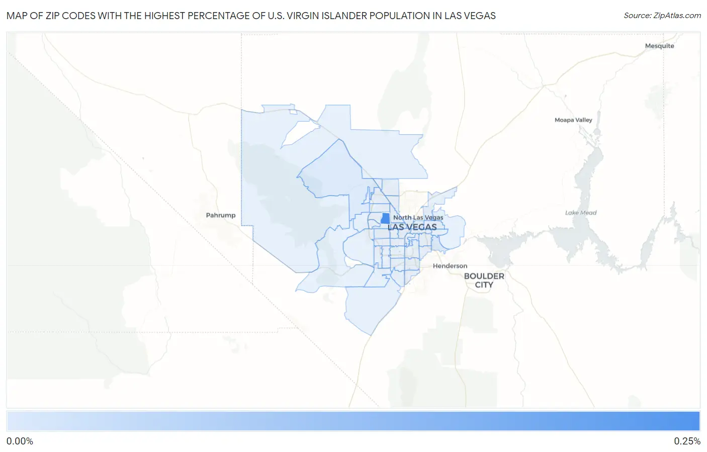 Zip Codes with the Highest Percentage of U.S. Virgin Islander Population in Las Vegas Map