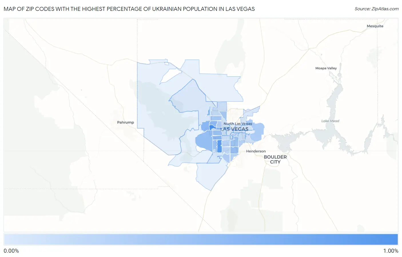 Zip Codes with the Highest Percentage of Ukrainian Population in Las Vegas Map