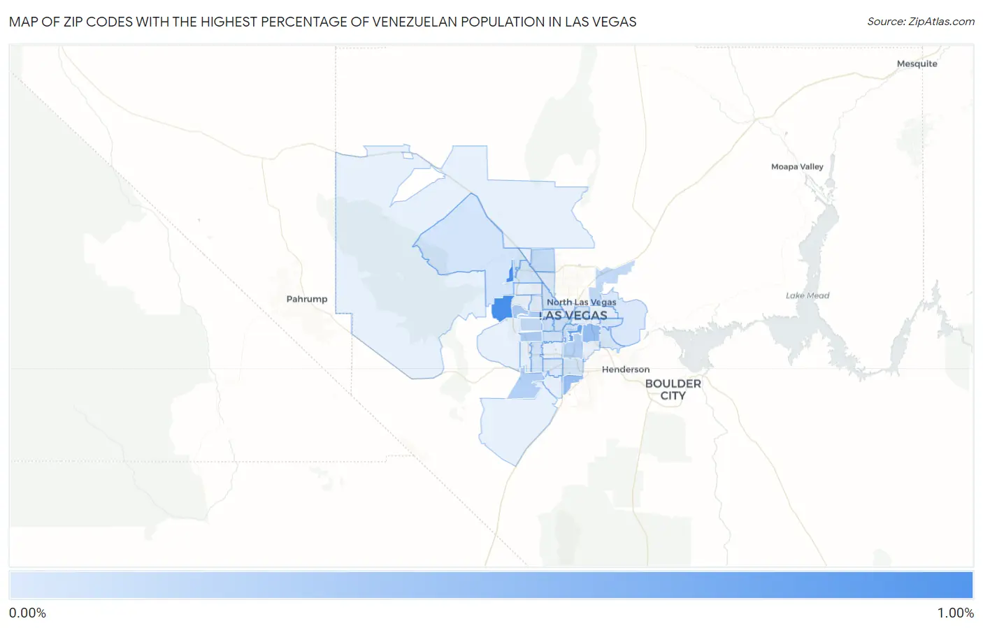 Zip Codes with the Highest Percentage of Venezuelan Population in Las Vegas Map