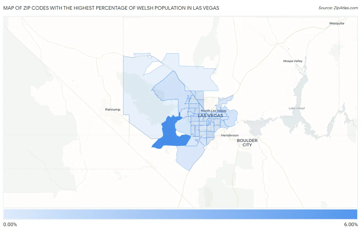 Zip Codes with the Highest Percentage of Welsh Population in Las Vegas Map
