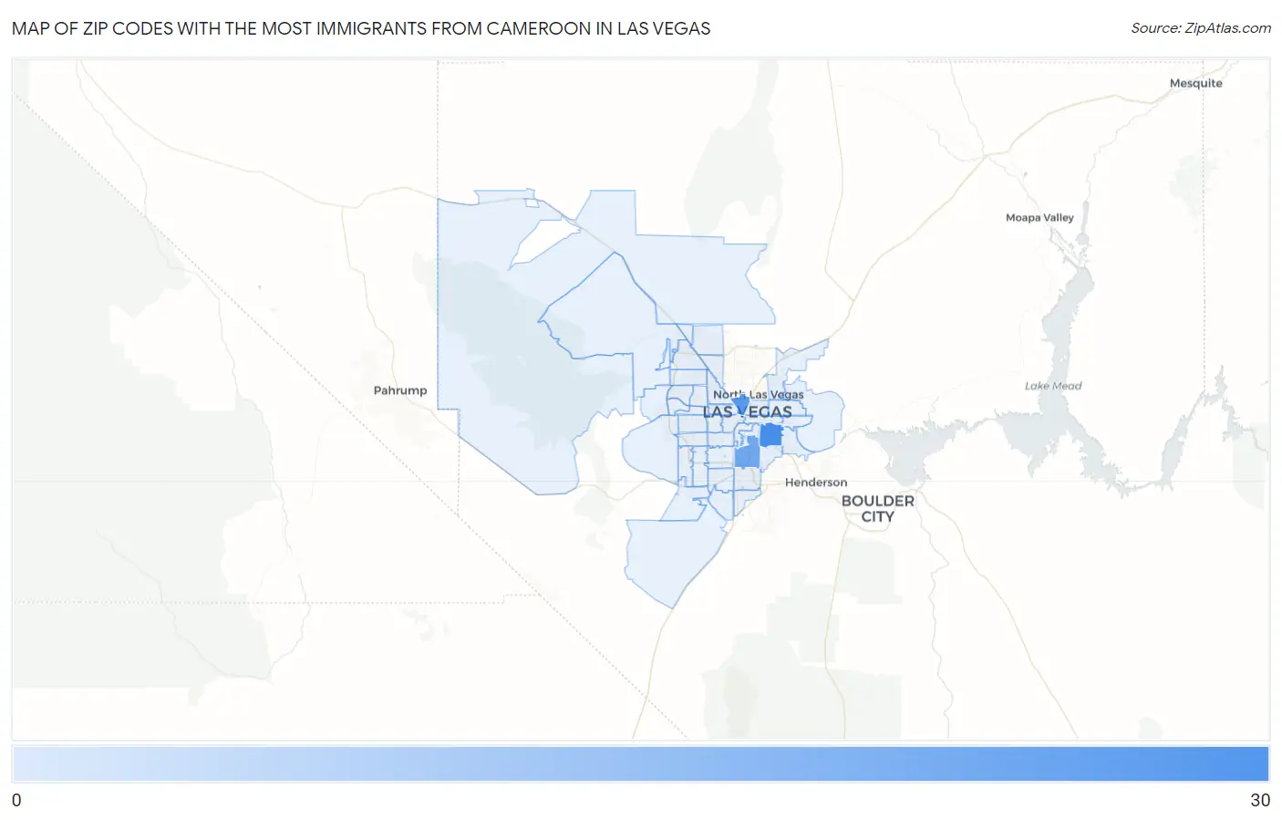 Zip Codes with the Most Immigrants from Cameroon in Las Vegas Map