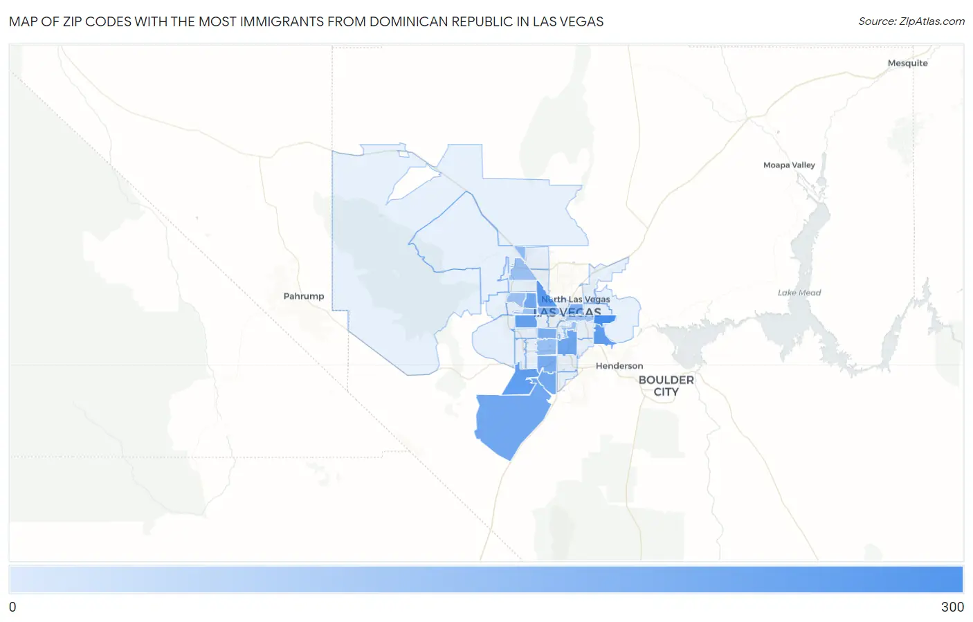 Zip Codes with the Most Immigrants from Dominican Republic in Las Vegas Map