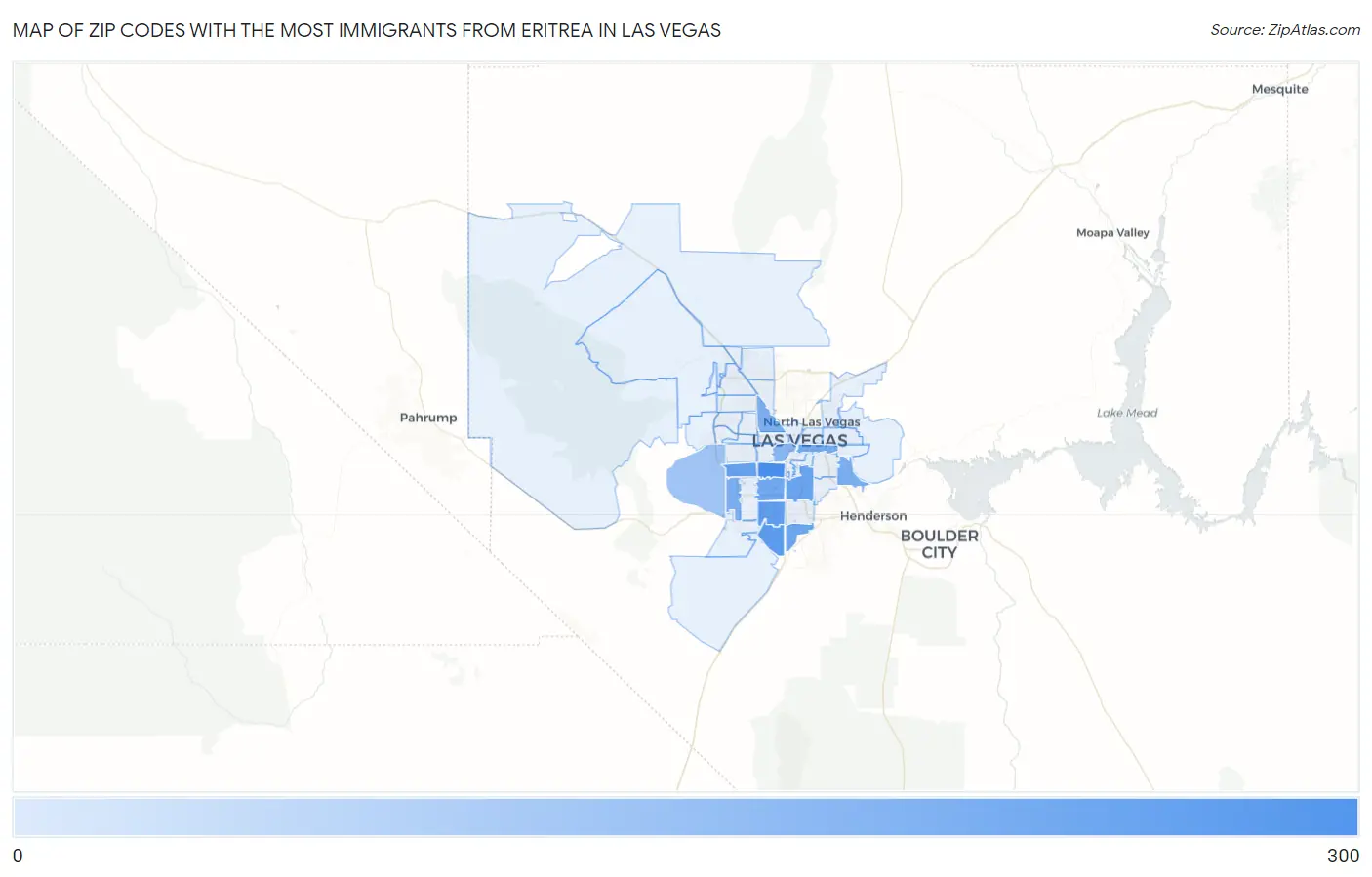 Zip Codes with the Most Immigrants from Eritrea in Las Vegas Map
