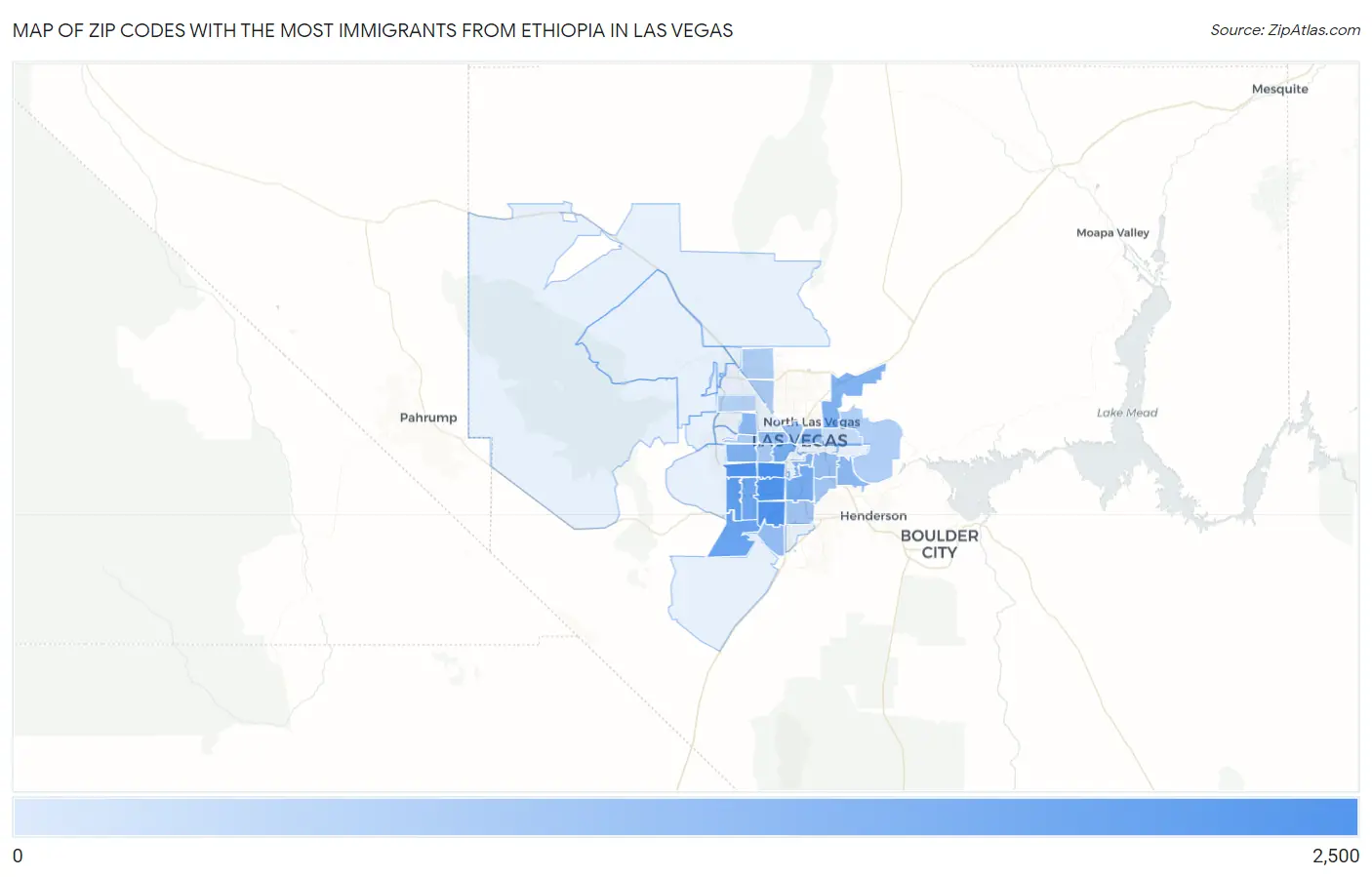 Zip Codes with the Most Immigrants from Ethiopia in Las Vegas Map