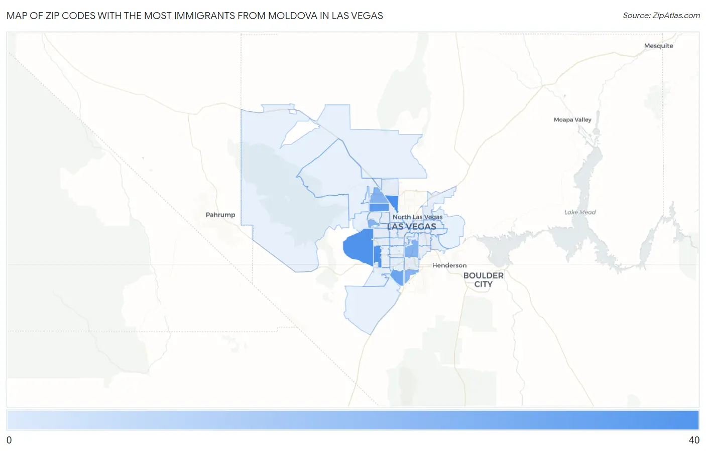 Zip Codes with the Most Immigrants from Moldova in Las Vegas Map