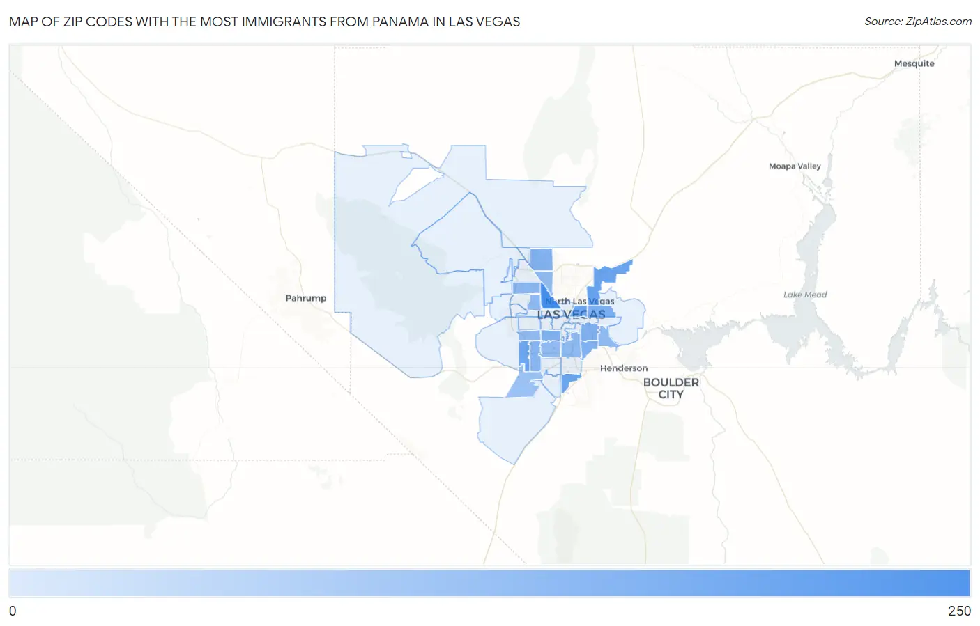 Zip Codes with the Most Immigrants from Panama in Las Vegas Map