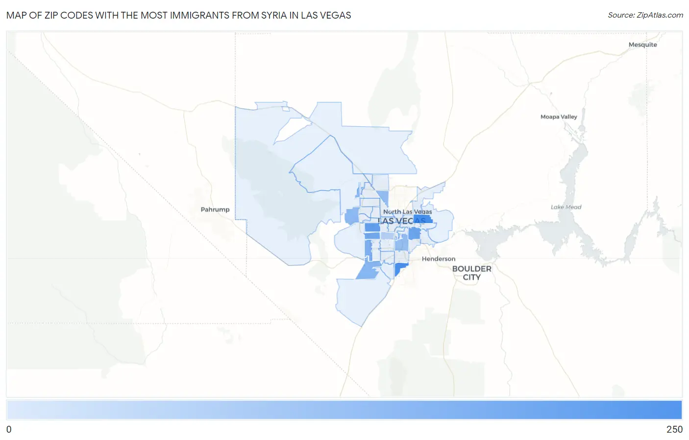 Zip Codes with the Most Immigrants from Syria in Las Vegas Map
