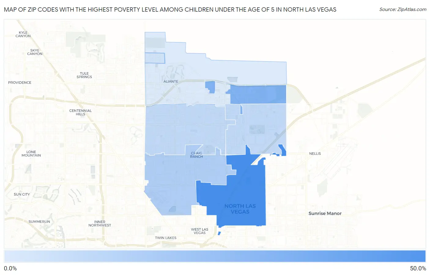 Zip Codes with the Highest Poverty Level Among Children Under the Age of 5 in North Las Vegas Map