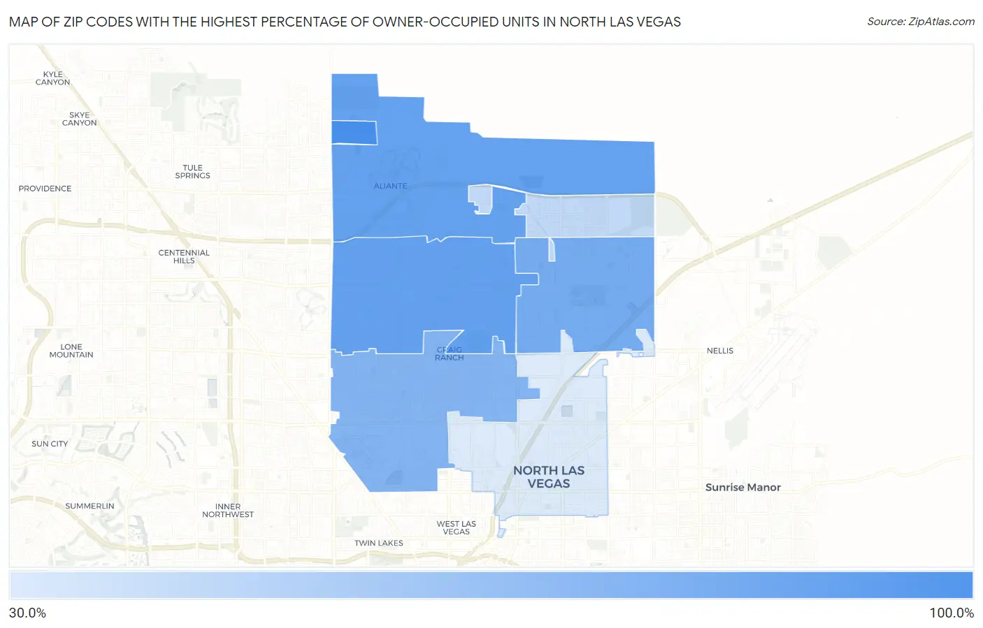 Zip Codes with the Highest Percentage of Owner-Occupied Units in North Las Vegas Map
