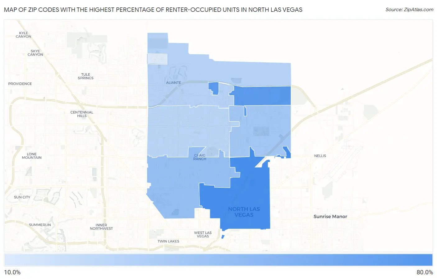 Zip Codes with the Highest Percentage of Renter-Occupied Units in North Las Vegas Map