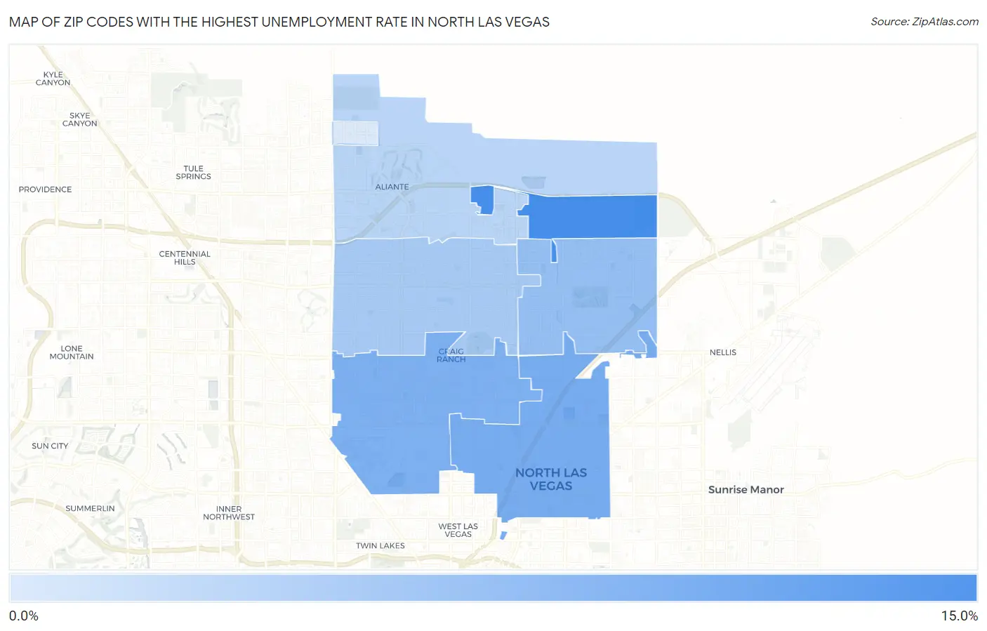 Zip Codes with the Highest Unemployment Rate in North Las Vegas Map