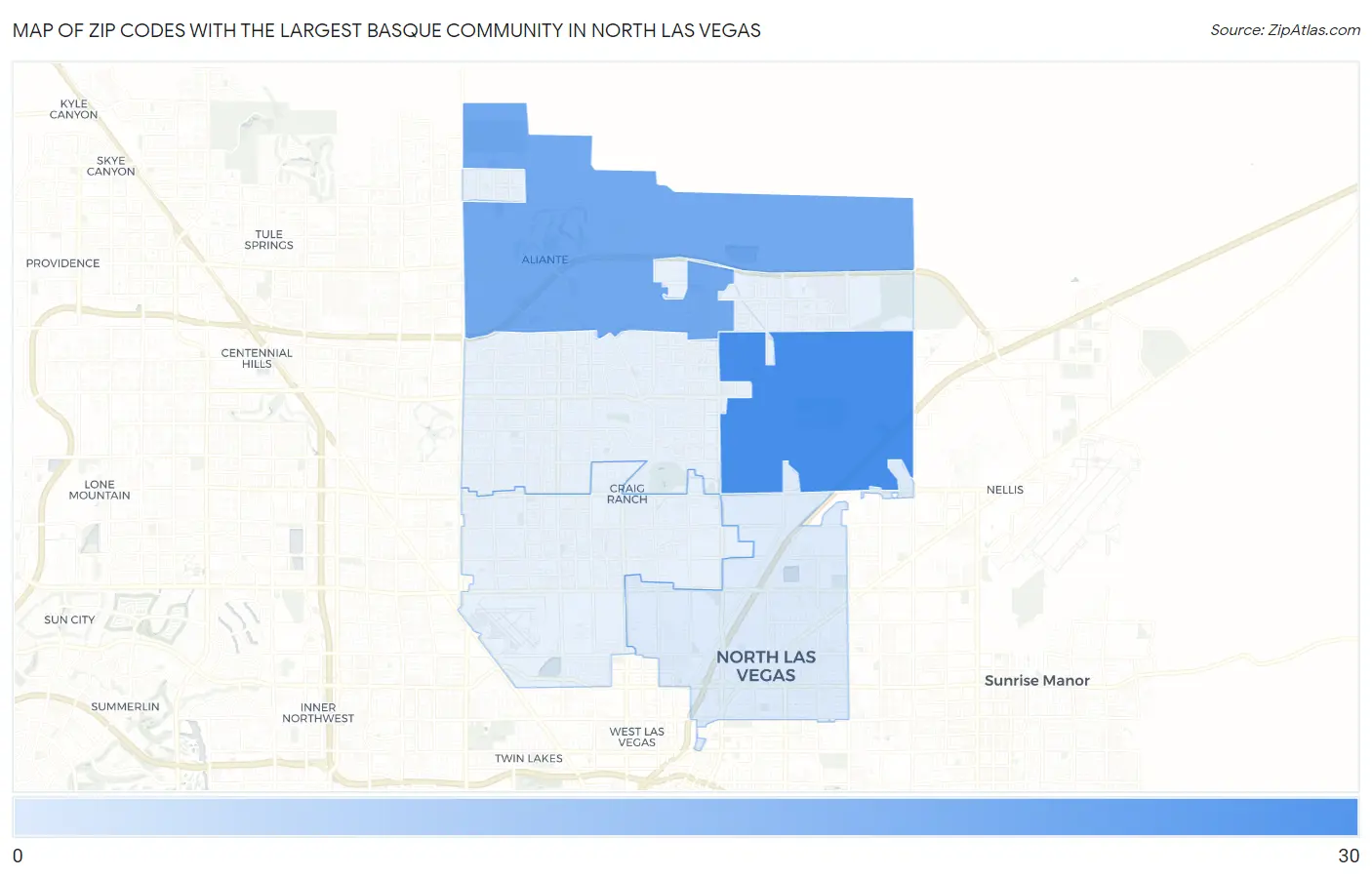Zip Codes with the Largest Basque Community in North Las Vegas Map