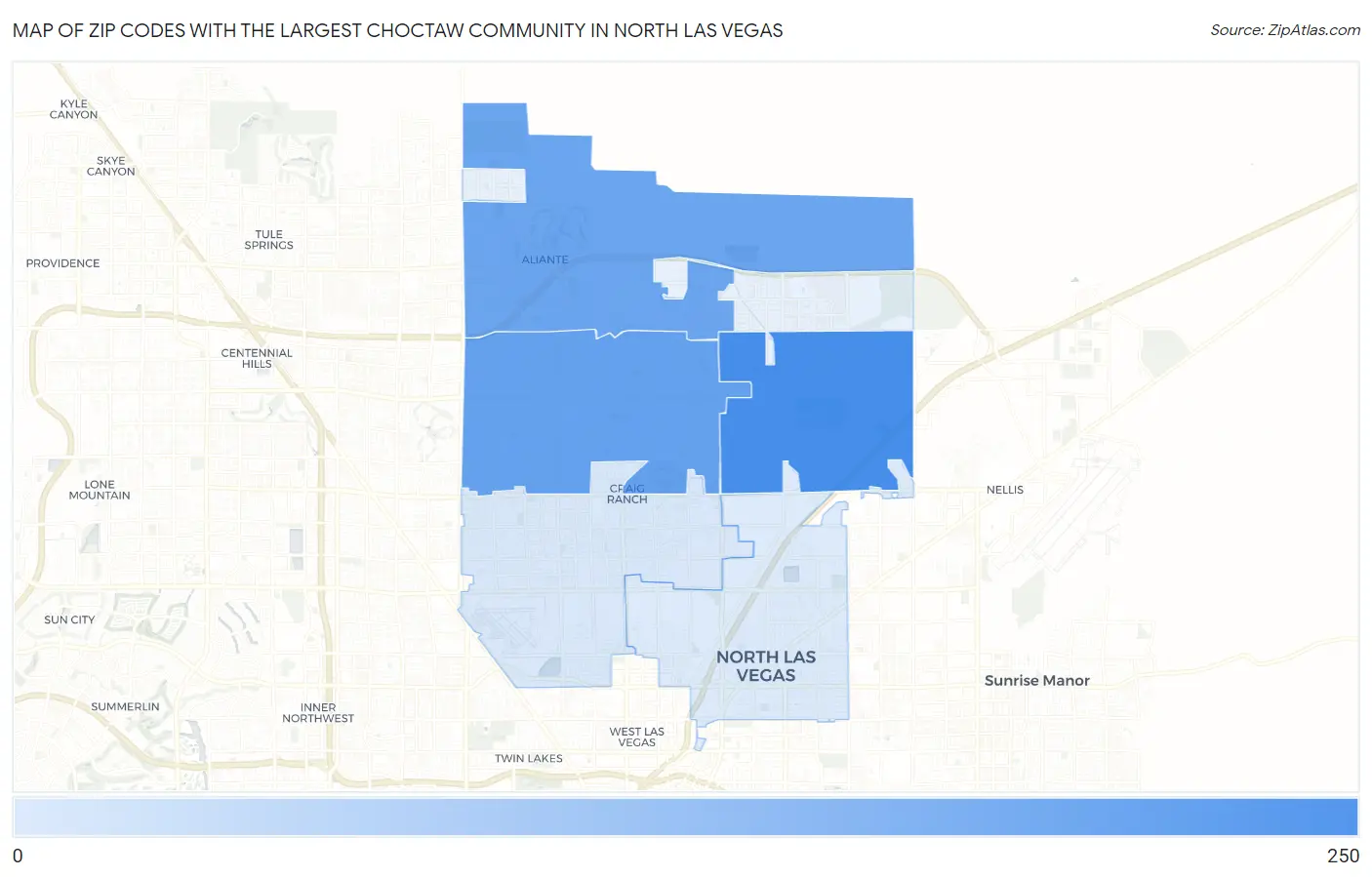 Zip Codes with the Largest Choctaw Community in North Las Vegas Map