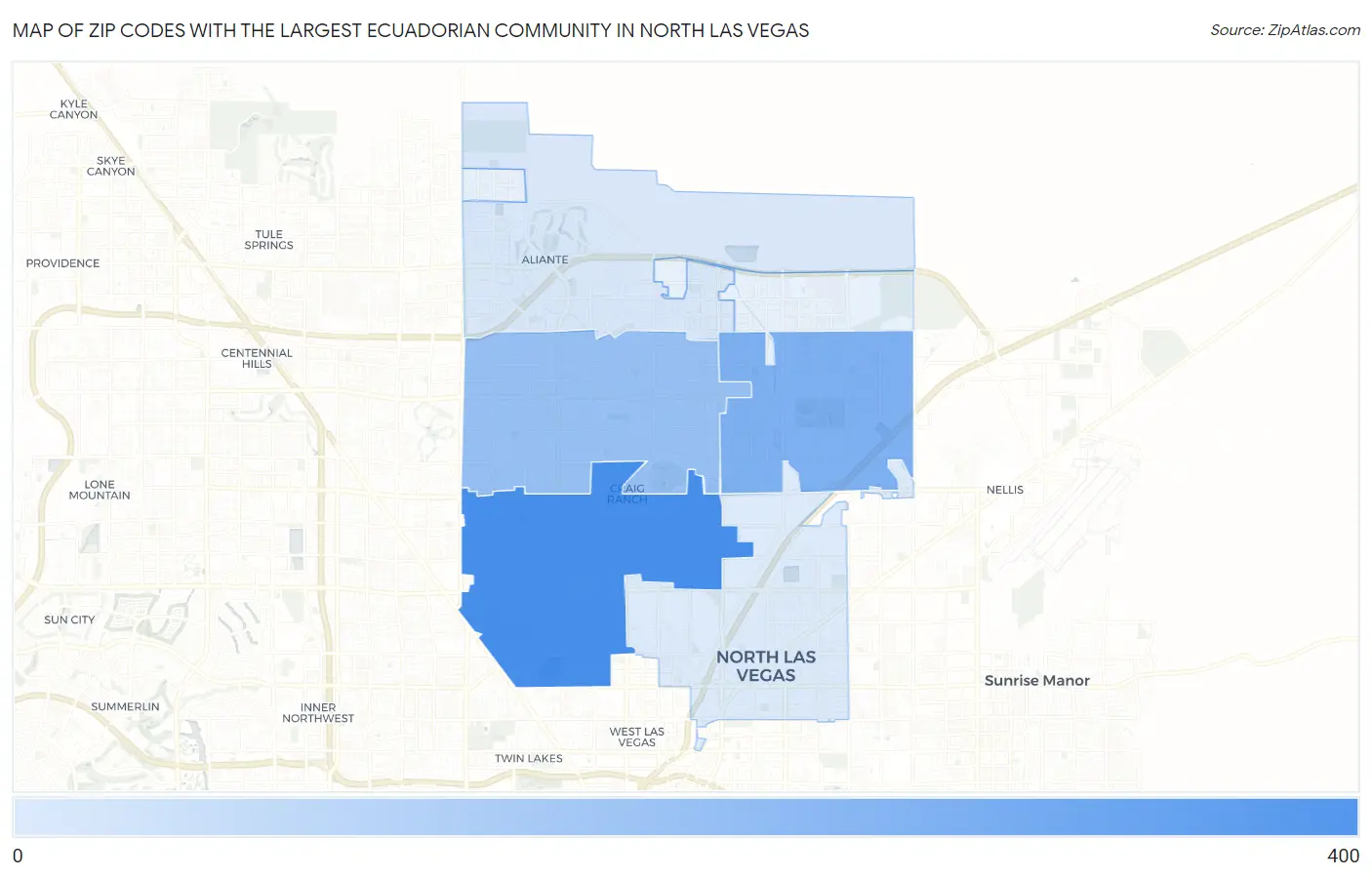 Zip Codes with the Largest Ecuadorian Community in North Las Vegas Map