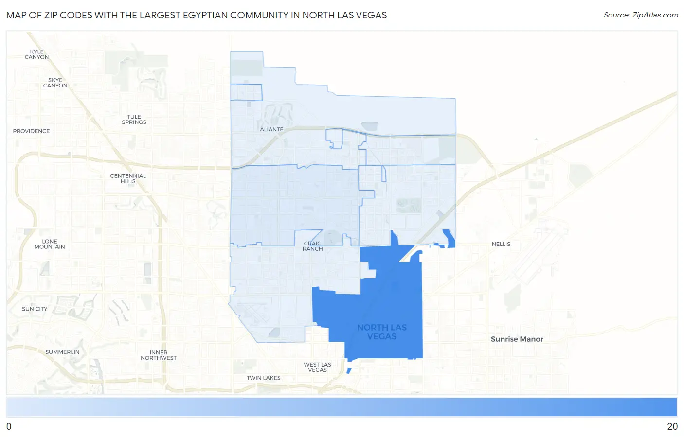 Zip Codes with the Largest Egyptian Community in North Las Vegas Map