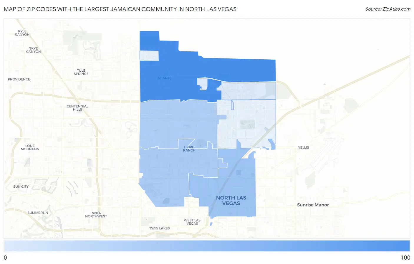 Zip Codes with the Largest Jamaican Community in North Las Vegas Map