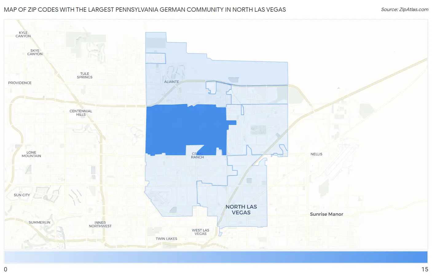 Zip Codes with the Largest Pennsylvania German Community in North Las Vegas Map