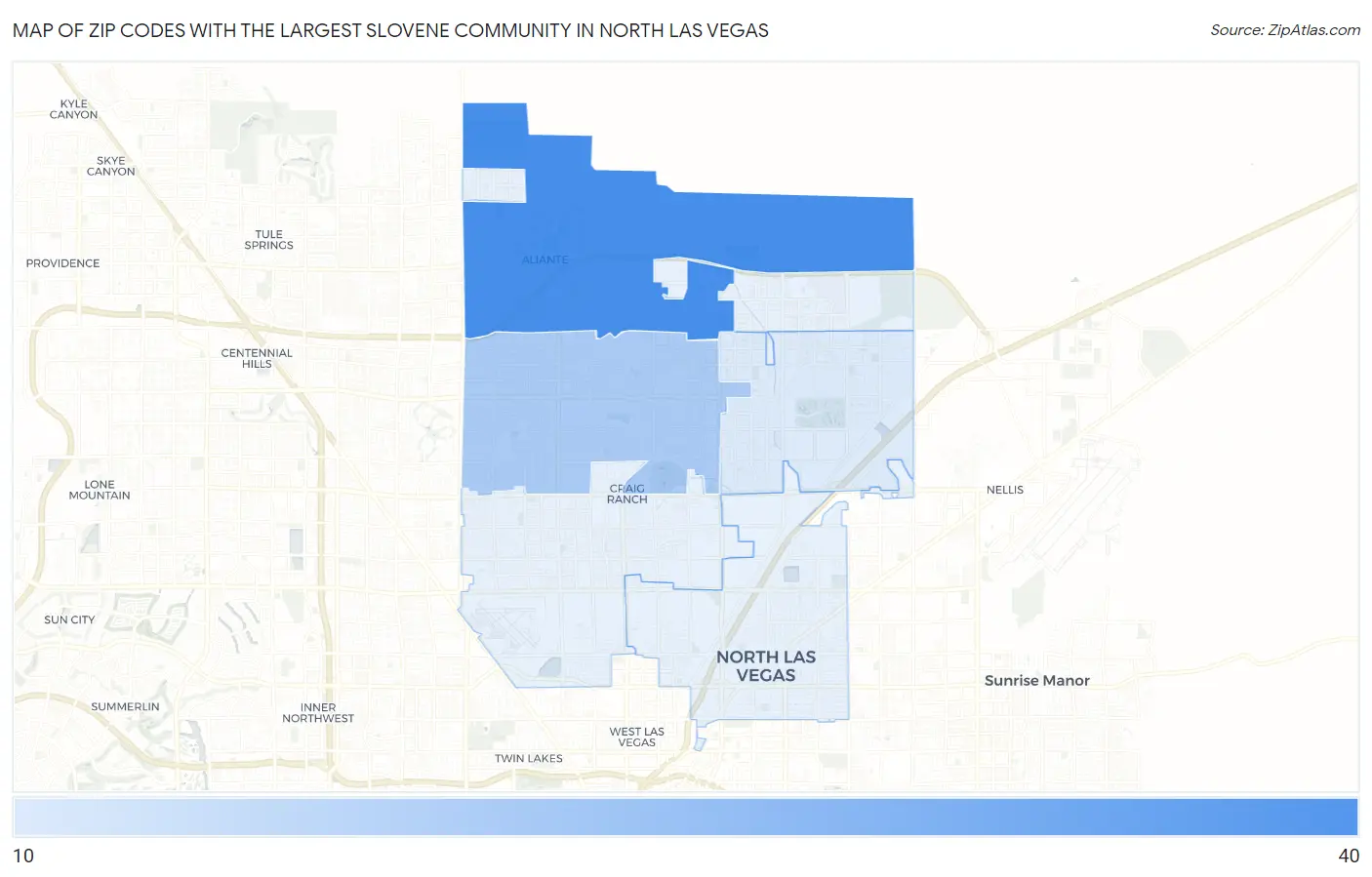 Zip Codes with the Largest Slovene Community in North Las Vegas Map