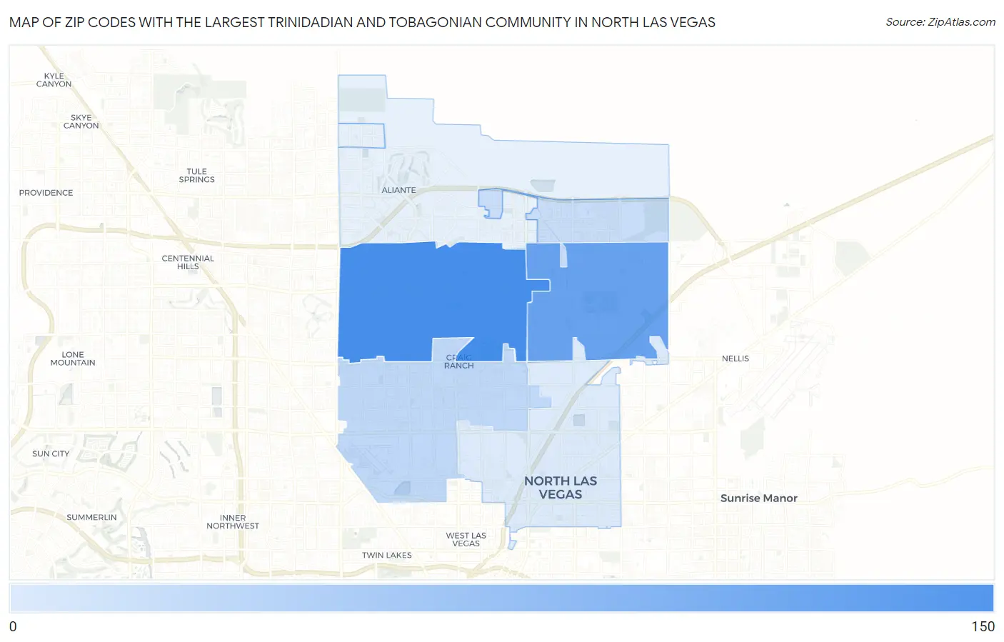 Zip Codes with the Largest Trinidadian and Tobagonian Community in North Las Vegas Map