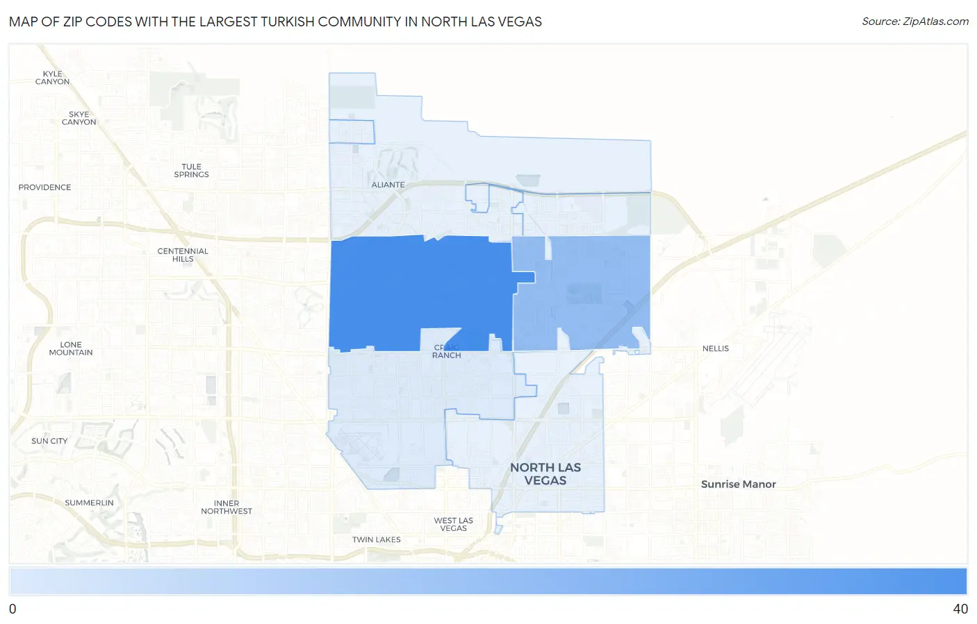 Zip Codes with the Largest Turkish Community in North Las Vegas Map