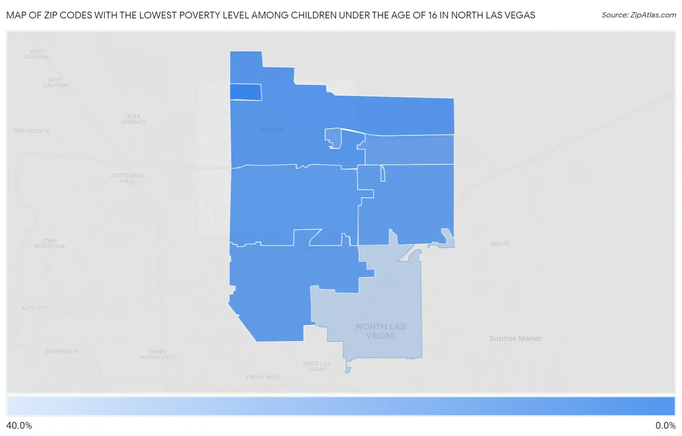 Zip Codes with the Lowest Poverty Level Among Children Under the Age of 16 in North Las Vegas Map